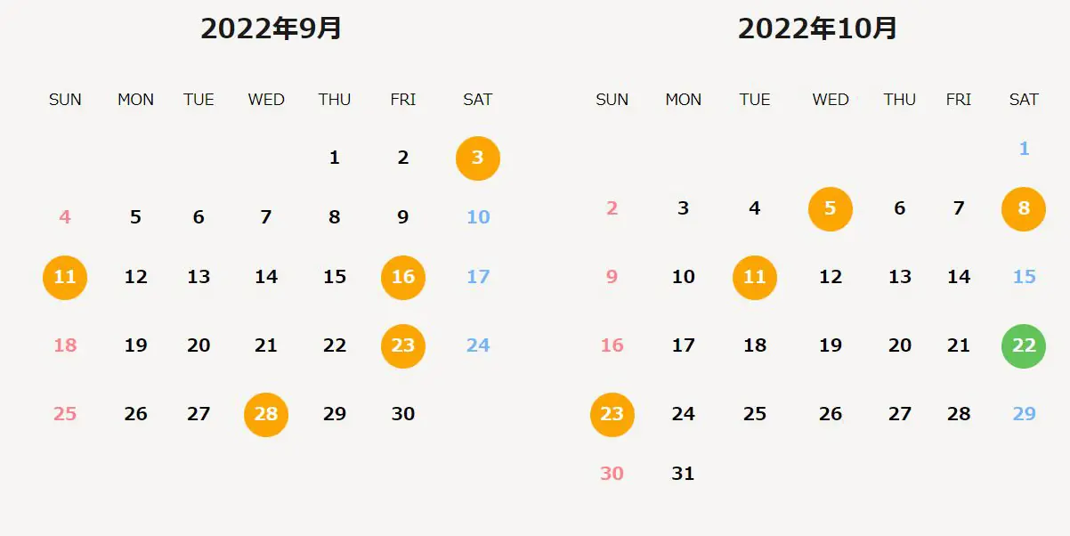 2022 年 最強 開運 日 カレンダー