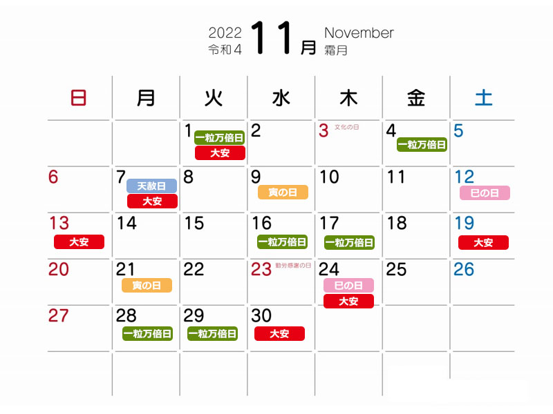 2022年11月に秋財布を購入するなら知っておきたい吉日